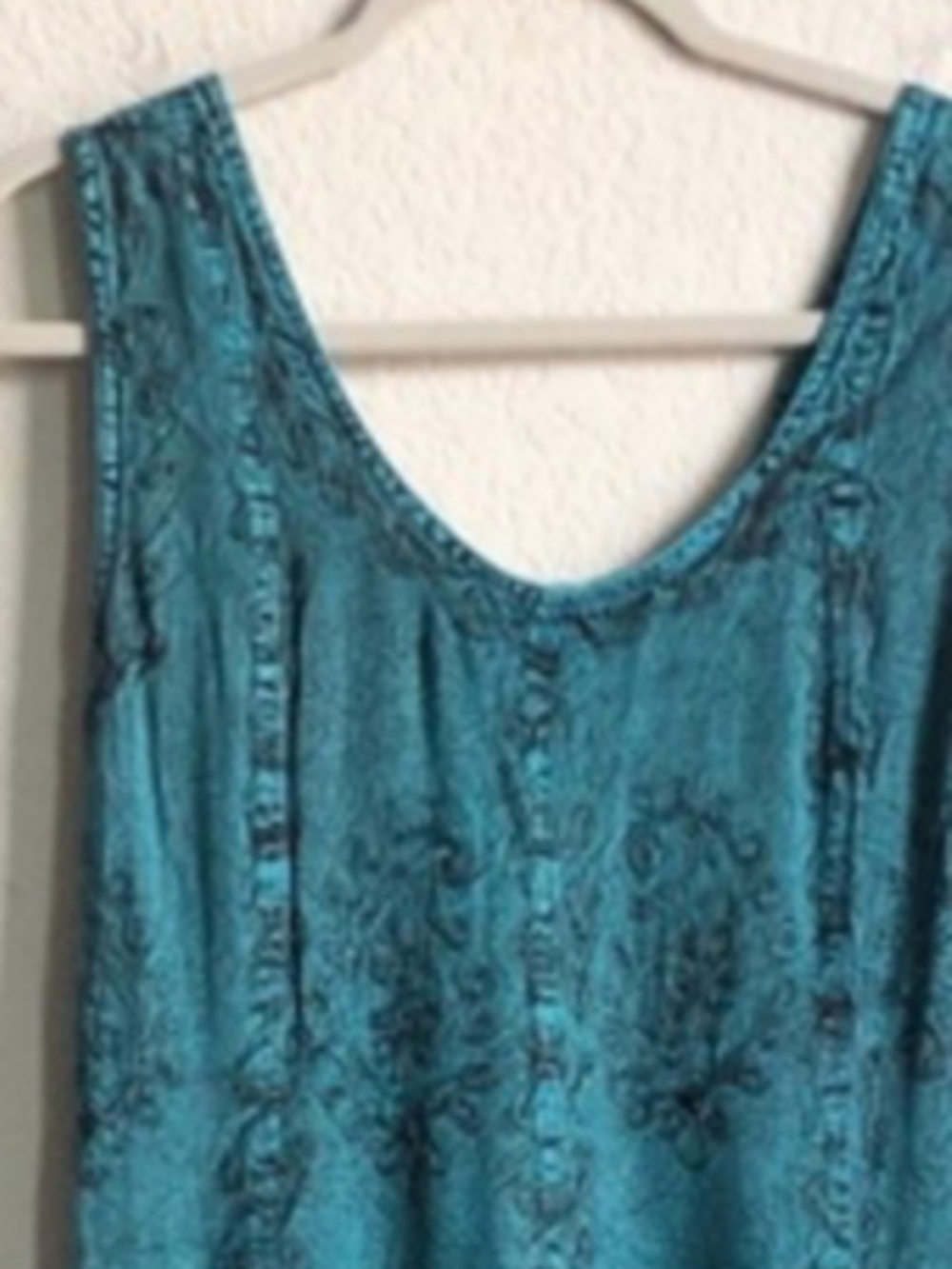 My Choice Vintage Embroidered Tank Dress Teal Black Whimsical Witchcore 90s - Picture 2 of 3